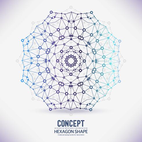 Resumen celosía geométrica, el alcance de las moléculas, las moléculas en el círculo. vector