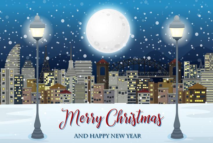 Merry christmas with cityscape vector