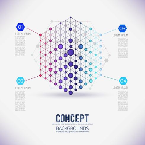 Abstract concept geometric lattice cube, the scope of molecules, in the hexagon vector