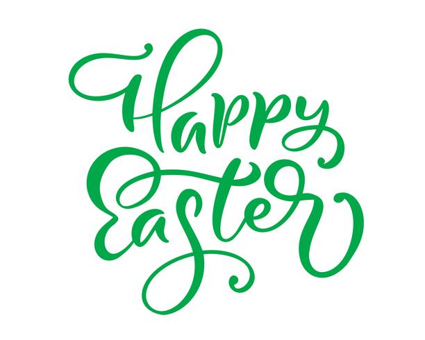 Green Happy Easter handwritten lettering. Happy Easter typography vector design for greeting cards and poster. Design template celebration. Vector illustration