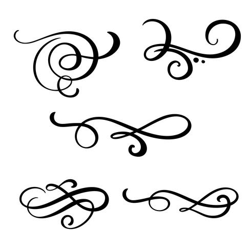 Set of vector vintage line elegant dividers, swirls, and corners