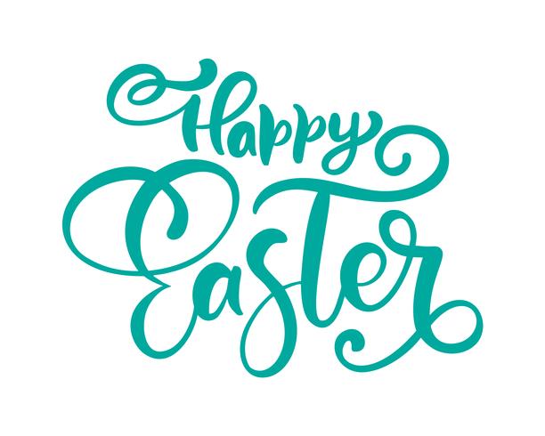 Vector la caligrafía dibujada mano feliz de Pascua y las letras aisladas pluma del cepillo. Diseño para tarjeta de felicitación navideña e invitación del feliz día de Pascua.