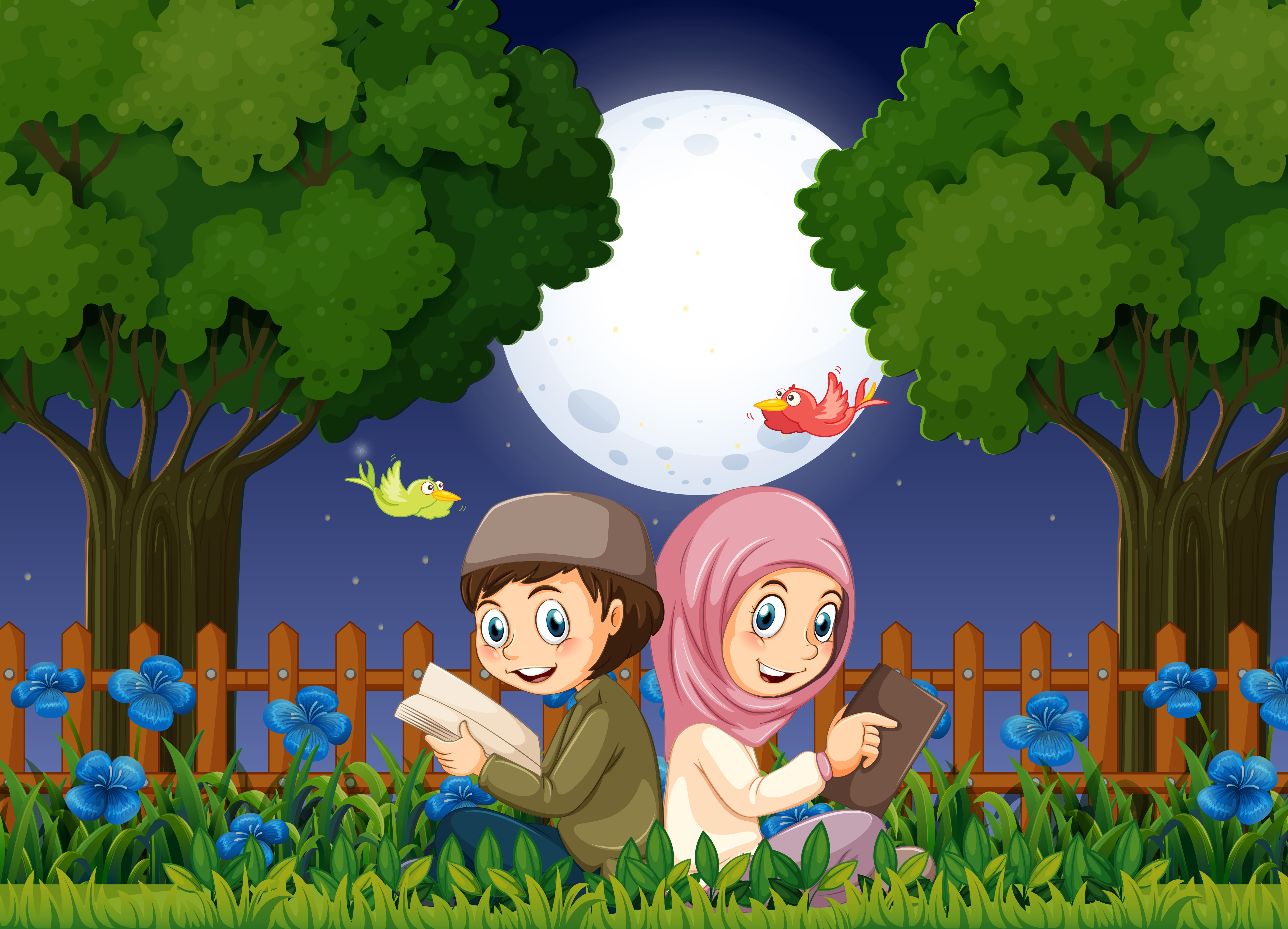 night scene drawing for kids