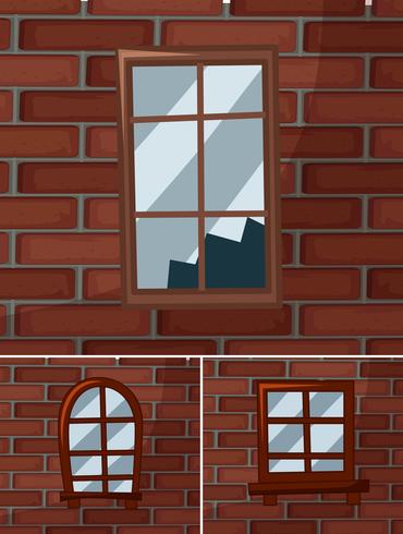 Broken windows on the brickwalls vector