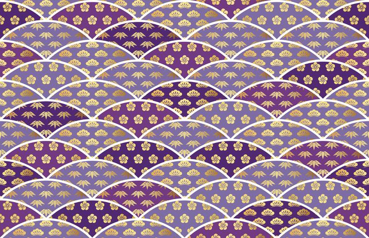 Japanese traditionally auspicious pattern with pine, bamboo, and plum.  vector