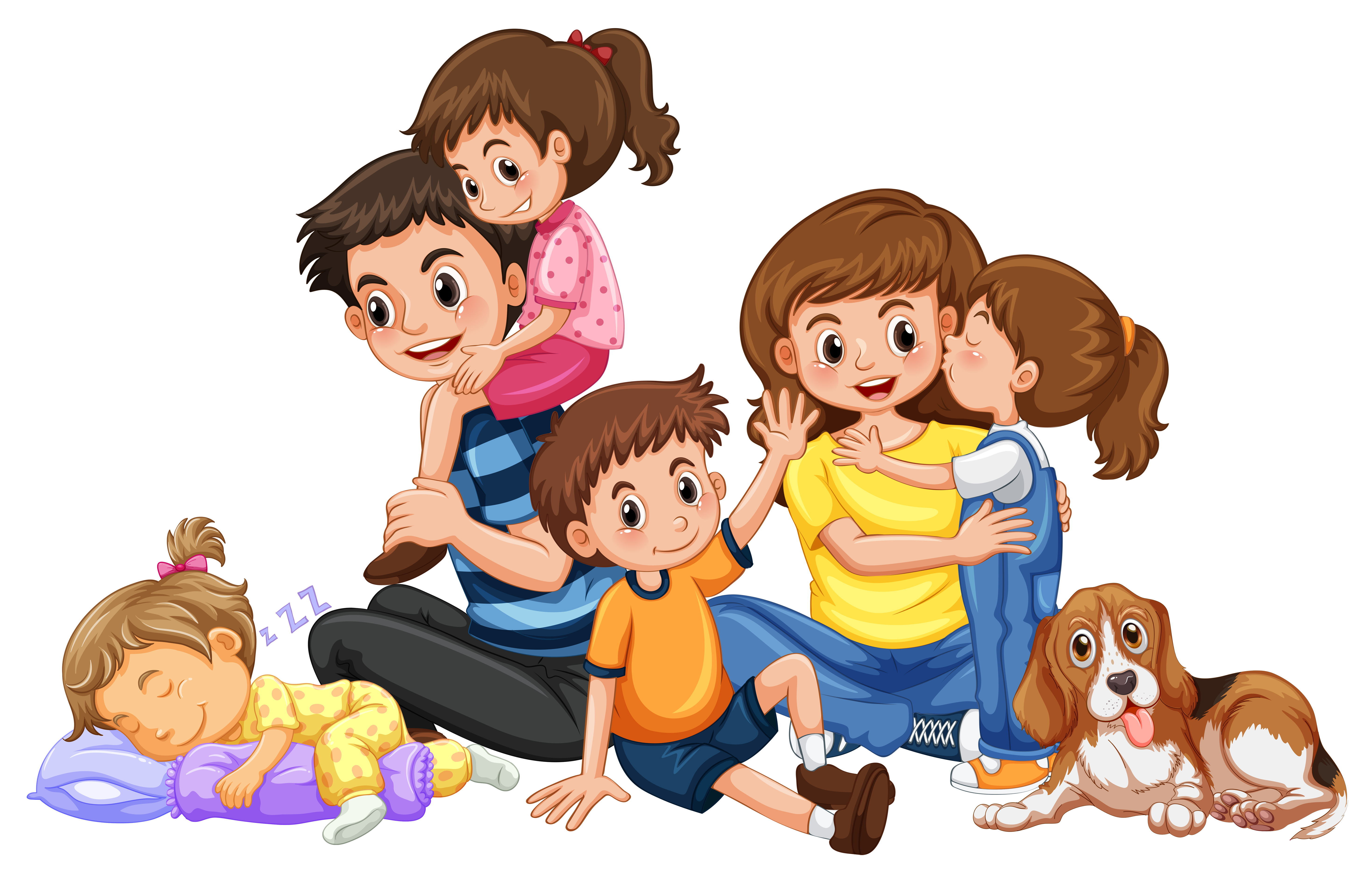 family cartoon of 4