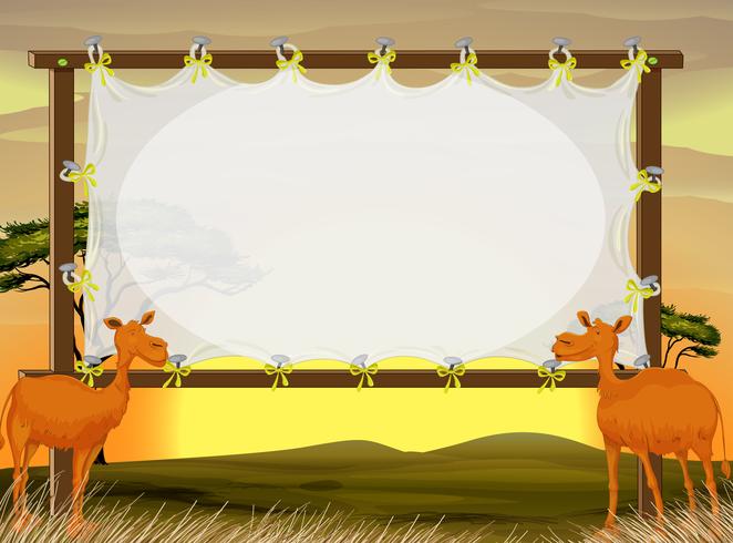 Frame design with two camels in the field vector