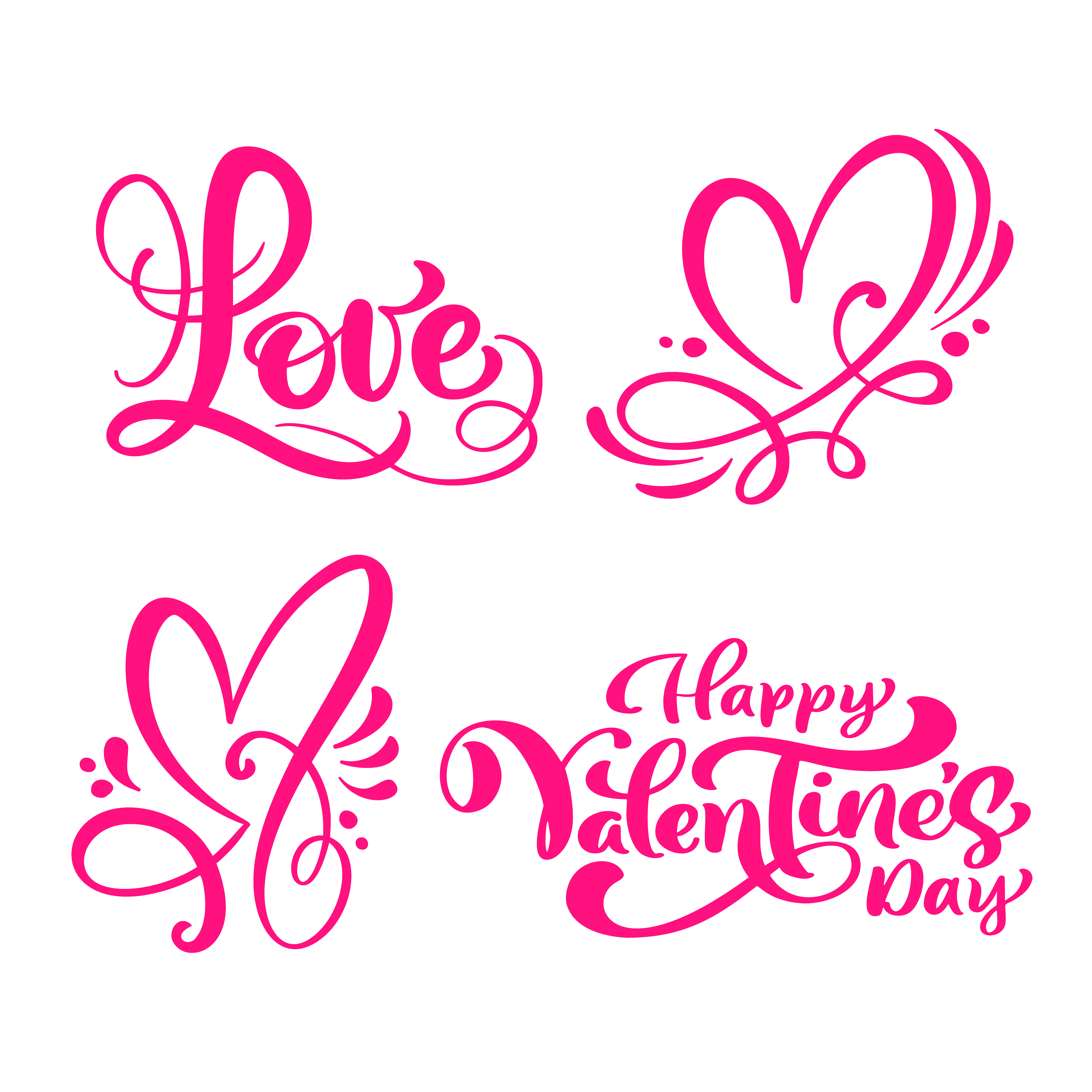 Download Set of red Calligraphy words" Love," "Happy Valentine's ...