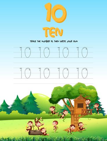Number five tracing worksheets vector