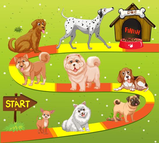 Game template with many dogs in the field vector