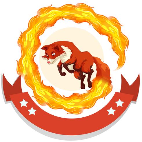 Fox jumping through fire hoop vector