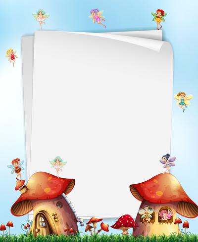 Mushroom House with Fairies Template vector