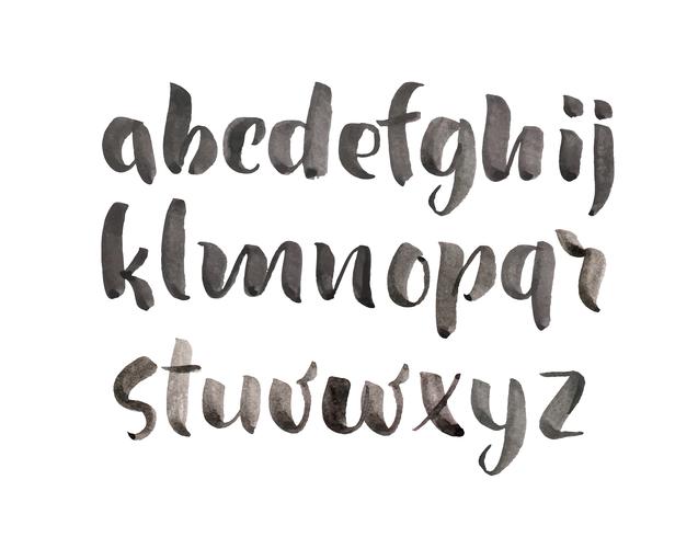 Brush Style Hand Drawn Alphabet watercolor Font vector