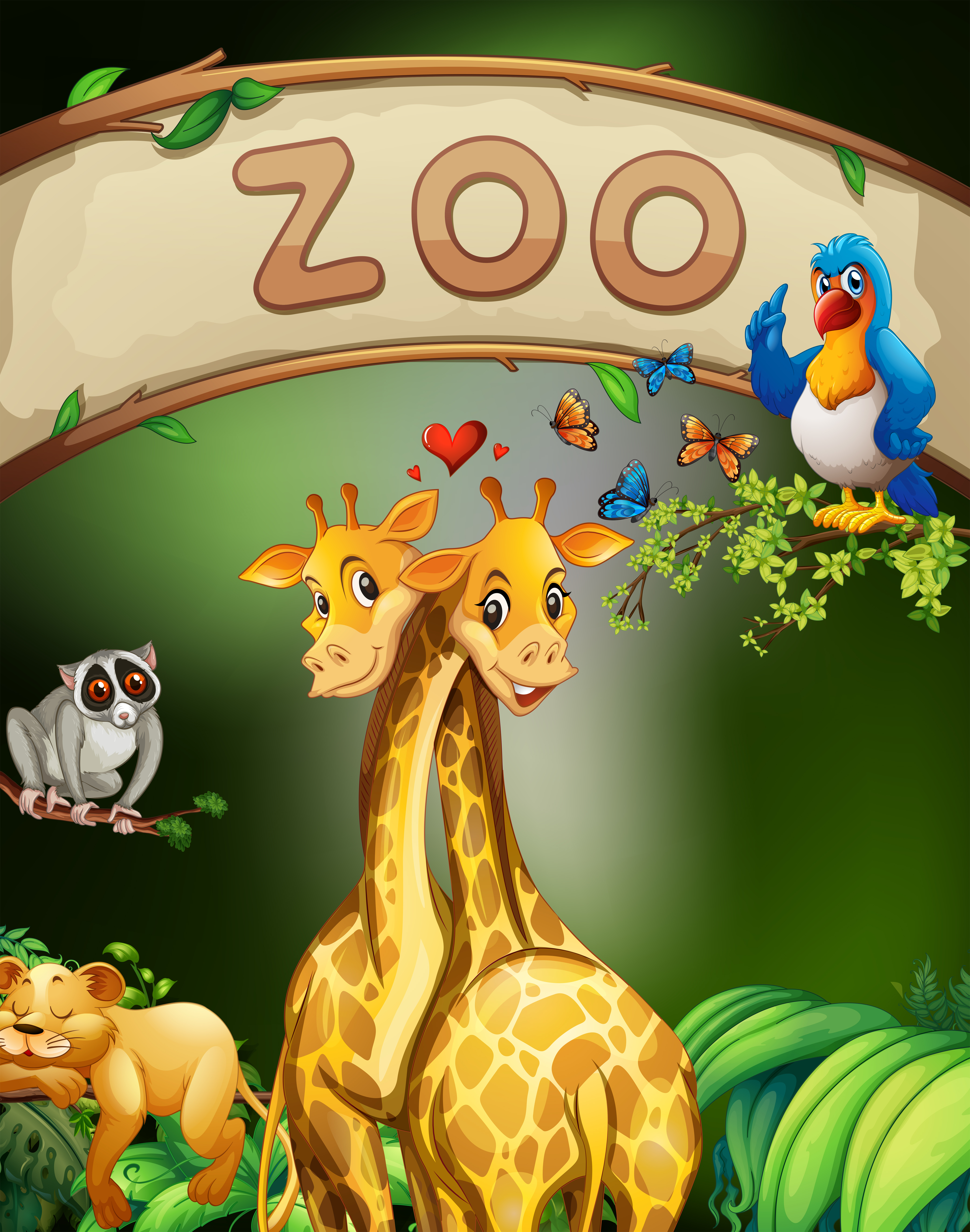 Download Zoo sign and many animals 375080 - Download Free Vectors, Clipart Graphics & Vector Art