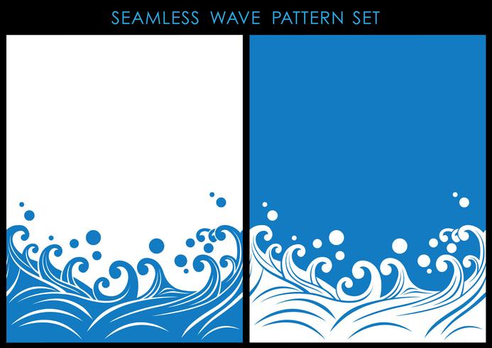 Set of Japanese traditional seamless wave patterns with text space. vector