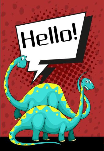 Poster design with dinosaur saying hello vector