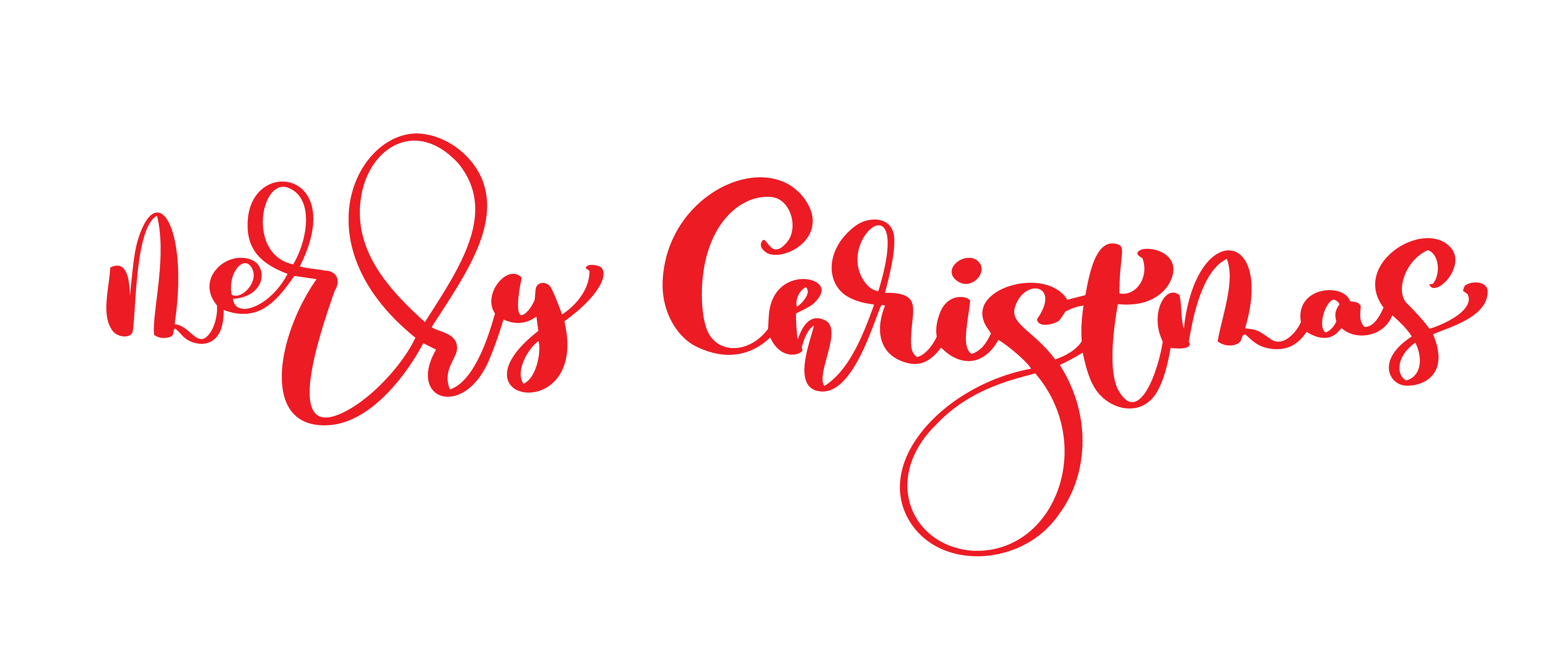 Merry Christmas red vector vintage text. Hand written calligraphic ...