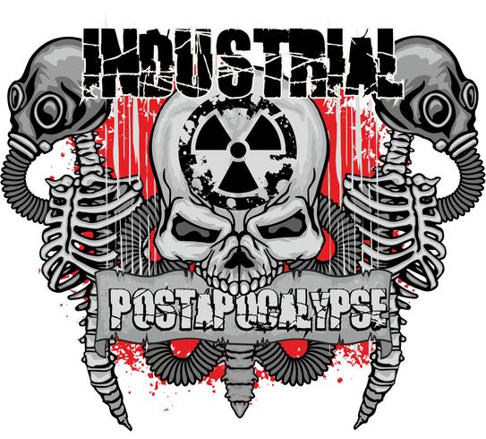  industrial emblem with skull vector