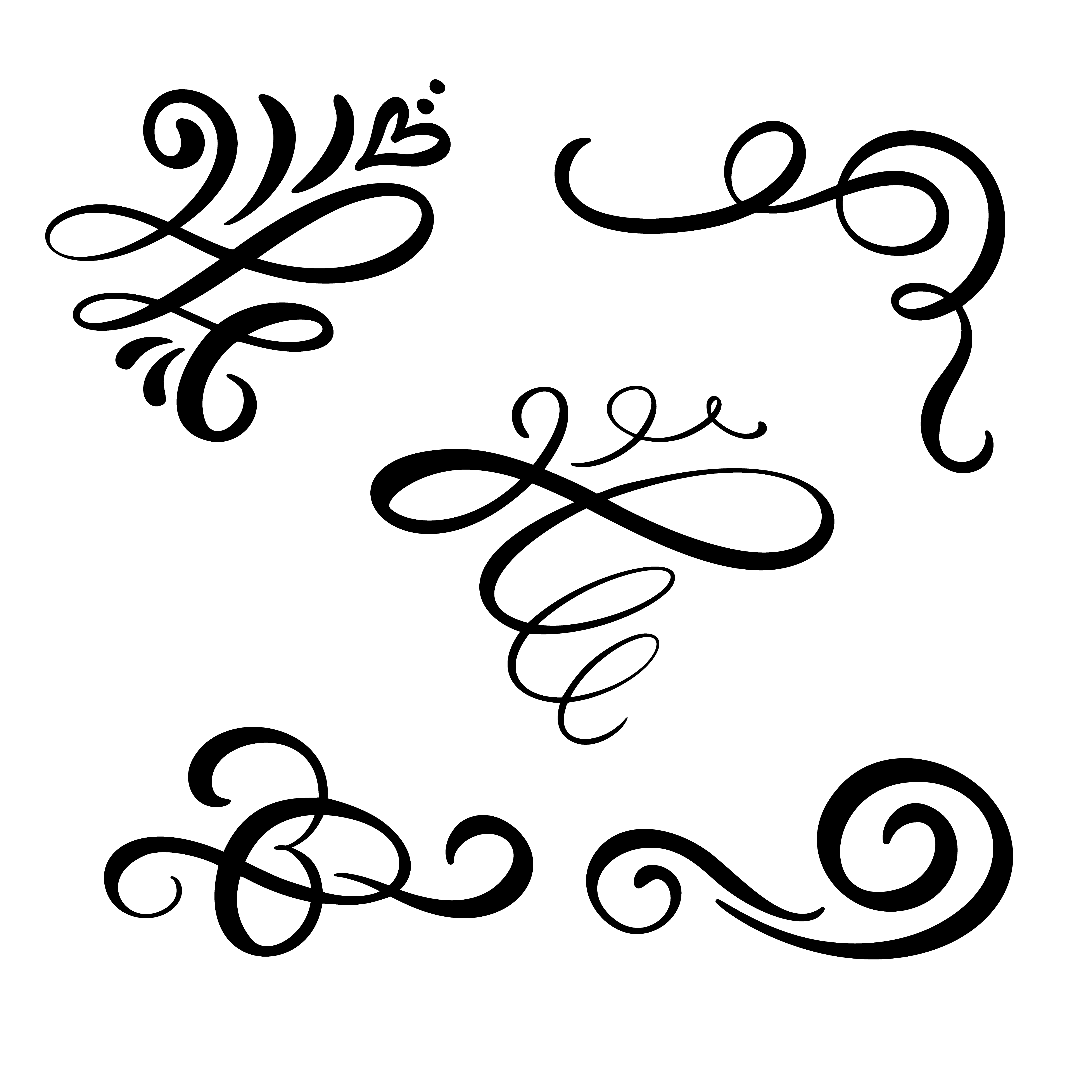 Set of vector vintage line elegant dividers, swirls, & corners 375215 ... Vintage Swirl Patterns