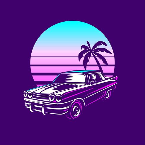  Retro Classic Car Illustration vector