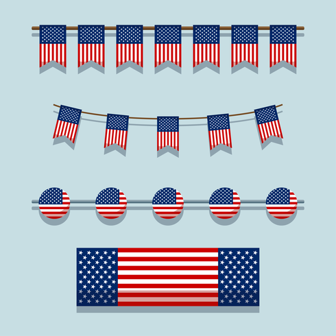 American Flag Set Vector