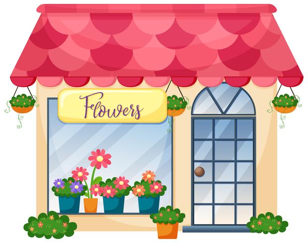 Una tienda de flores sobre fondo blanco vector