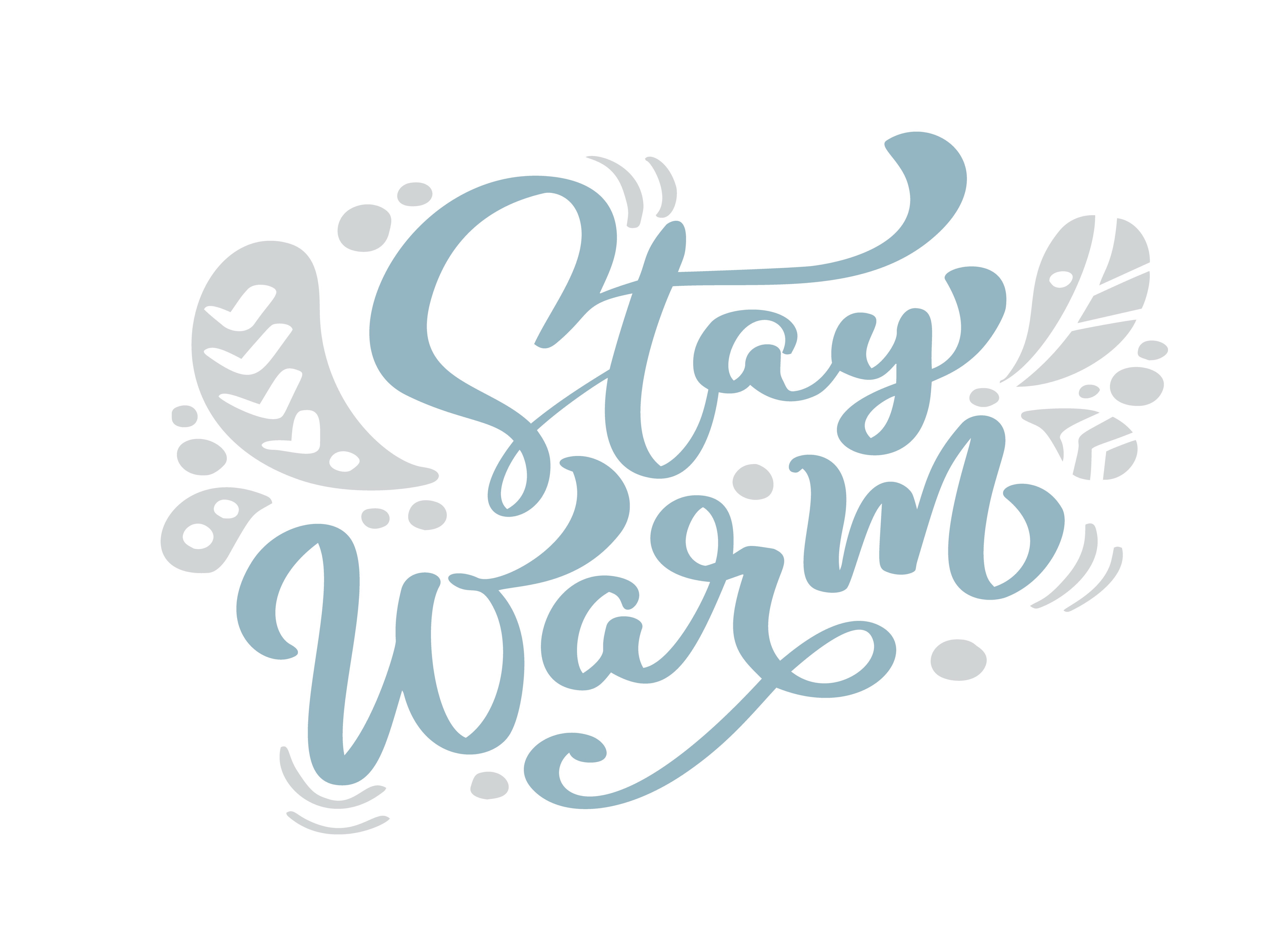 Stay Warm blue Christmas vintage calligraphy lettering vector text with