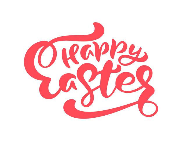 Red happy Easter Hand drawn calligraphy vector