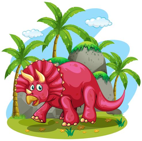 Dinosaurio rojo en la selva vector