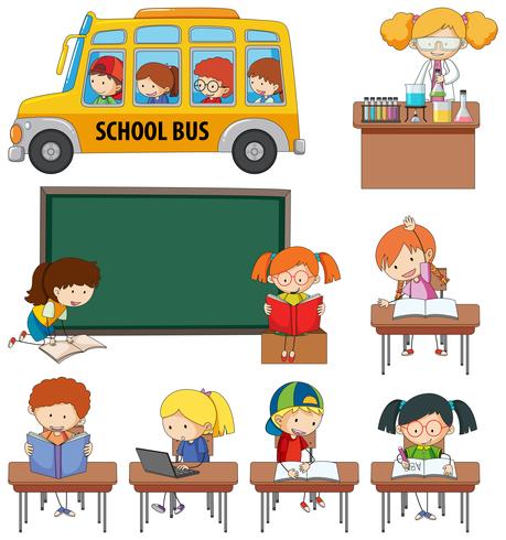 Set of doodle kids learning vector