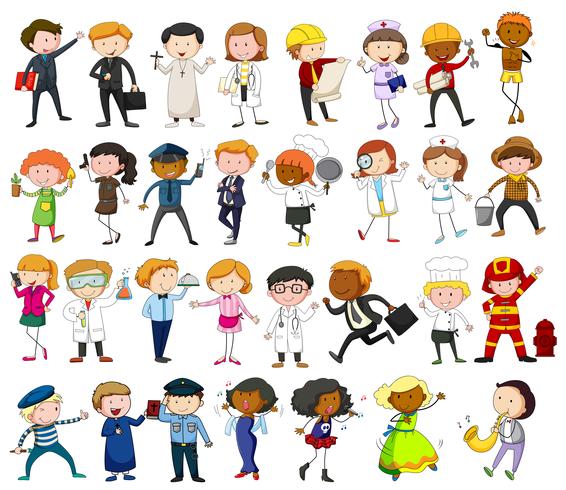 People doing different jobs on white background vector