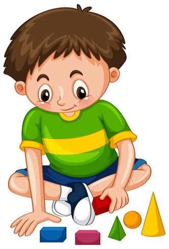 Boy playing with shape blocks vector