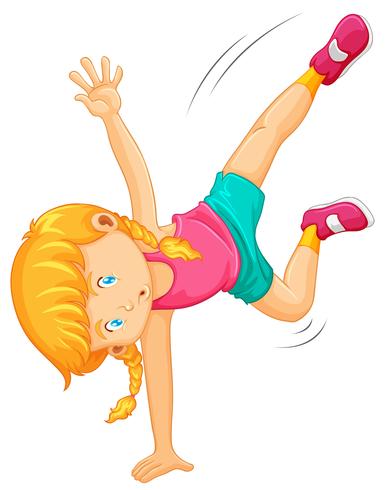 Girl on one handstand vector