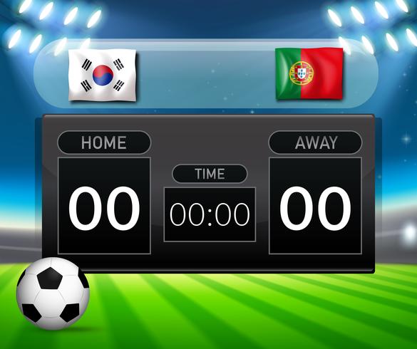 Soccer scoreboard south korea and portugal  vector