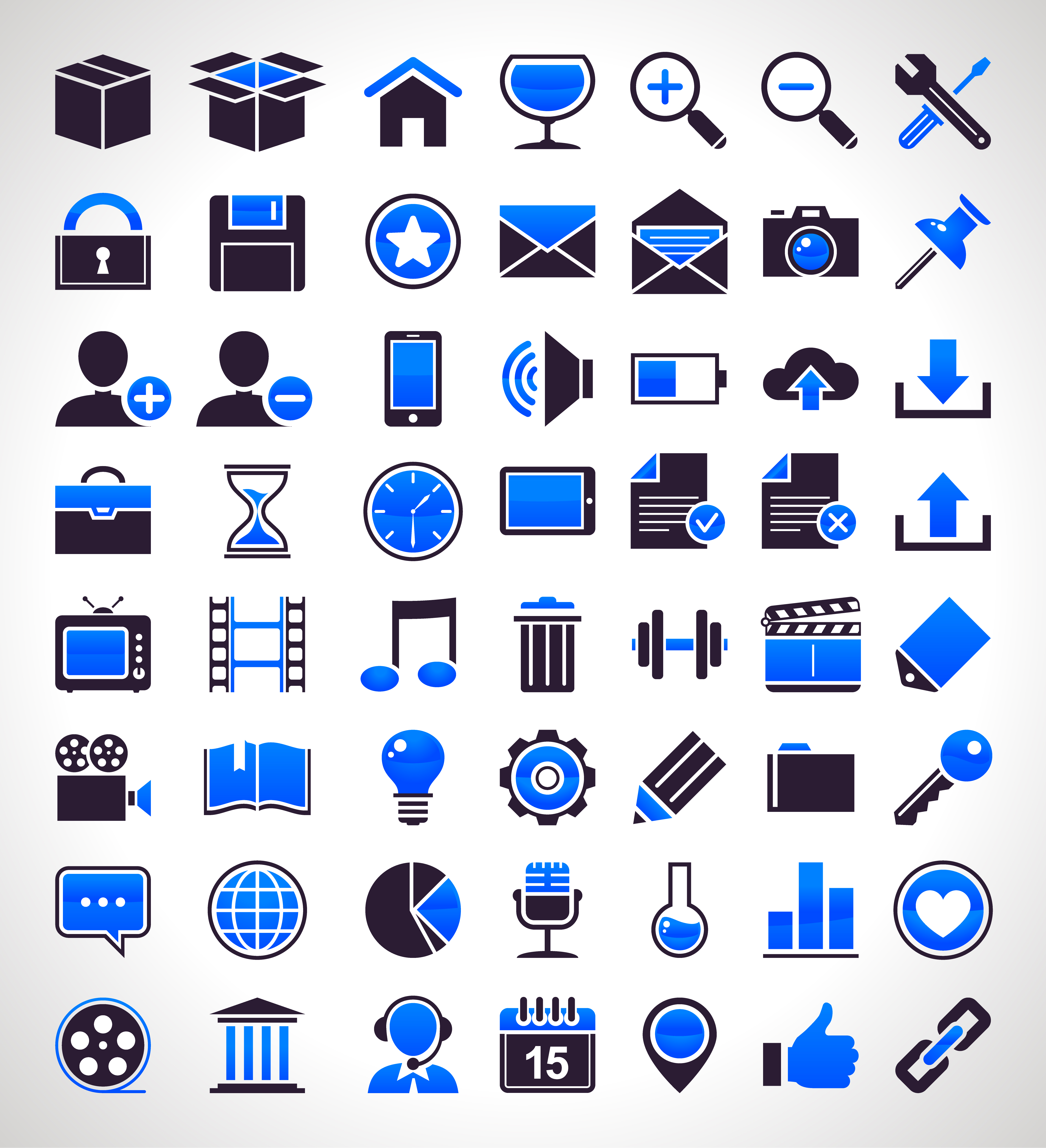 Download Vector set of 56 simple universal icons - Download Free Vectors, Clipart Graphics & Vector Art