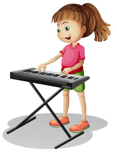 Chica jugando con piano electrónico vector