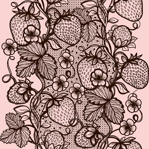 Vector lace seamless pattern decorative strawberry