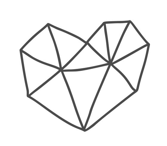 Hand drawn geometric scandinavian Velentines Day heart. Vector Simple contour valentine symbol. Isolated Design element for web, wedding and print