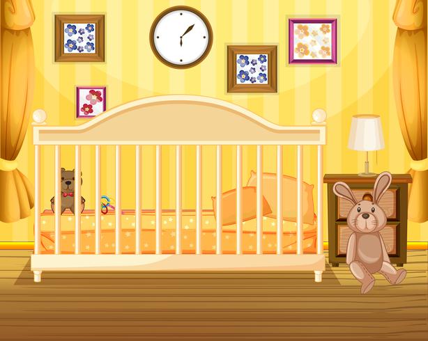 Scene of bedroom in yellow vector