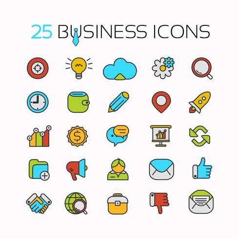 Set line color icons with flat design elements of business ideas, concepts, symbols. vector