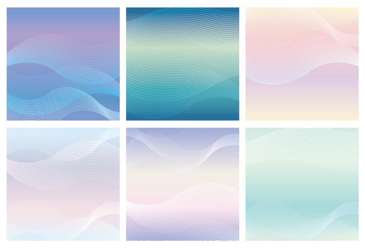Square background set with wavy patterns. vector