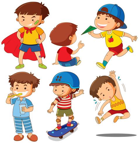 Boys in different actions vector