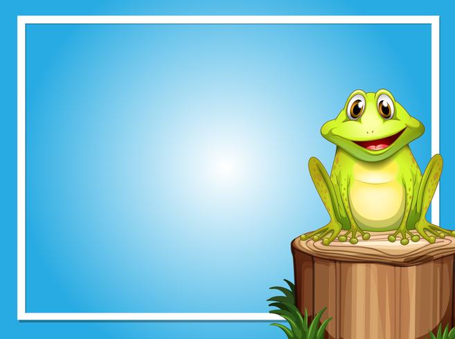 Frame template with happy frog on the log vector