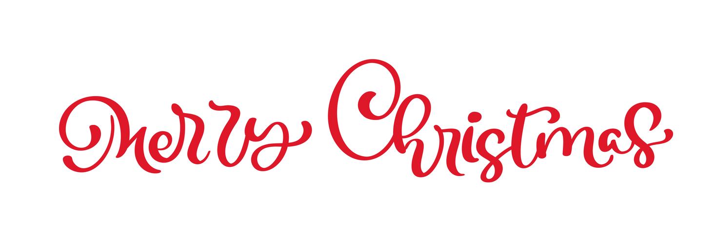 Merry Christmas red vintage calligraphy lettering vector text. Isolated phrase for art template design list page, mockup brochure style, web, greeting card, poster