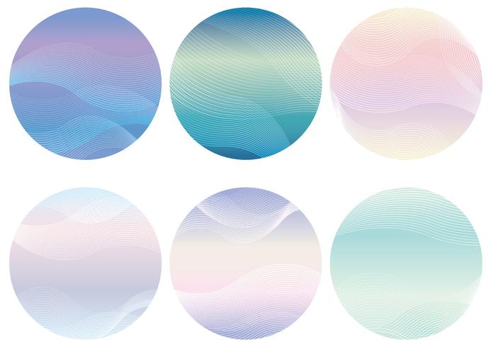 Set of round background with wavy patterns. vector