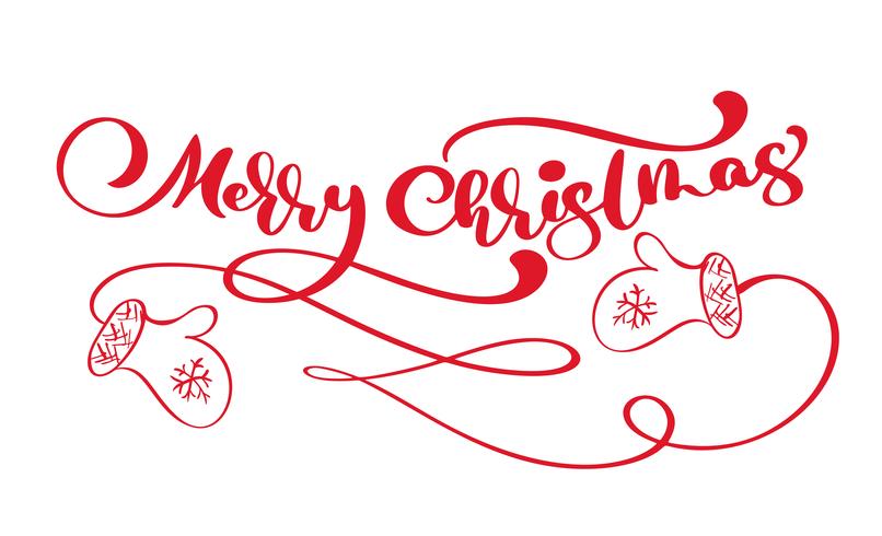 Red Merry Christmas vintage calligraphy lettering vector text with
