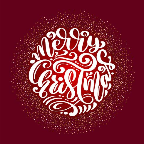 Merry Christmas Calligraphy Vector Text Lettering Design On Red