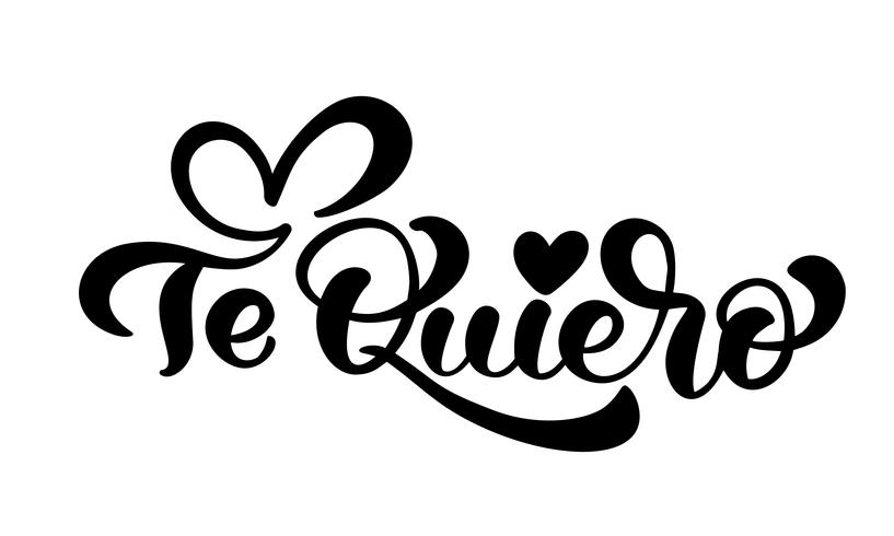 Calligraphy phrase Te Quiero I Love You in Spanish vector