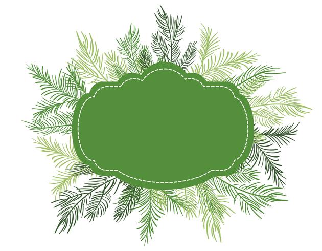 Green Vector illustration Christmas frame background with fir-tree branches