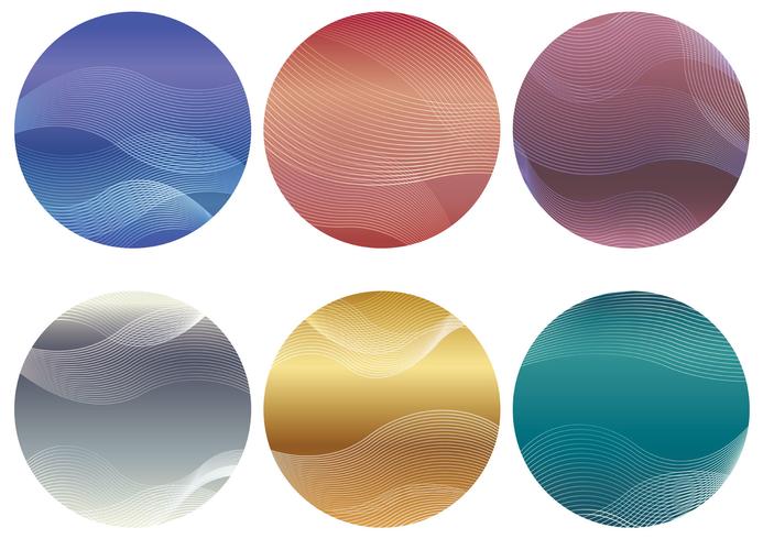 Set of round background with wavy patterns. vector